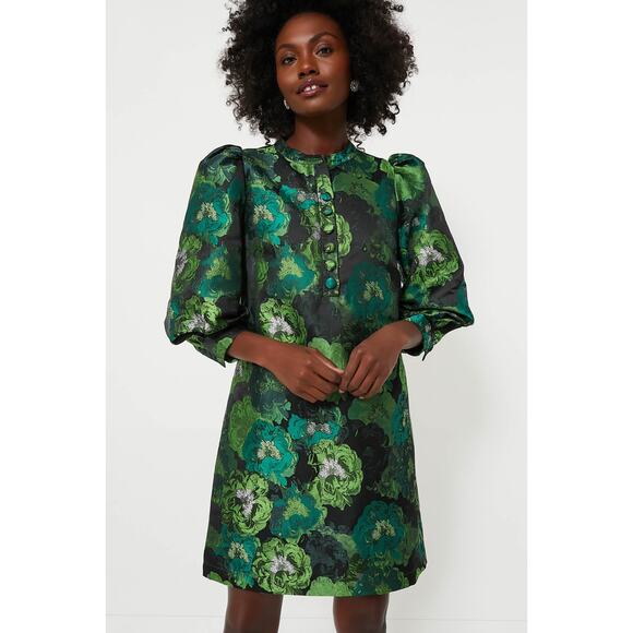 TUCKERNUCK Pomander Place Green Jacquard Samantha Dress NWT Size XS - Picture 2 of 11